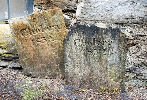 Two gravestones identifying victims of a Cholera disease outbreak which took place on the Isle of Man in 1832. Photo: iStock