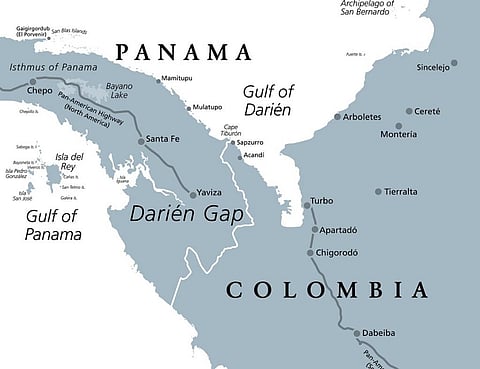 An iStock map of the Darien Gap