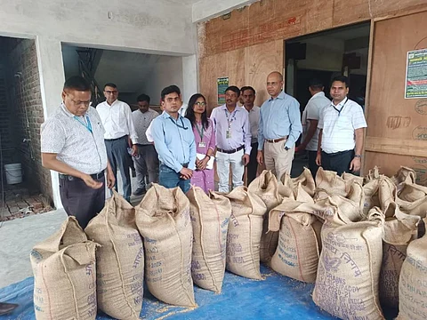 Chairman and Managing Director of Food Corporation of India, Ashok KK Meena inspects wheat at the procurement centre in Khizarsarai under Divisional Office, Gaya in Bihar. This photo was shared by @BiharFci on its X handle on May 9