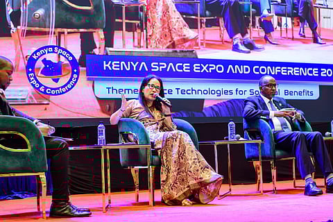 Indian High Commissioner to Kenya, Ambassador Namgya Khampa at the Kenya Space Expo & Conference in Nairobi.