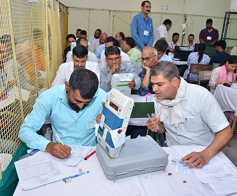 2024 general election result counting in progress by Rajasthan State Election Commission