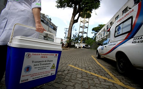 A special box for transporting human organs for transplant is seen at the Transplant Center of Bahia, in the city of Salvador, Brazil.