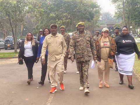 Nyamu (left) beginning the Horn of Africa Elephant Campaign Walk on July 29, 2024.