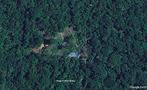 Aerial view of the logging camp that was attacked by Mascho Piro people.