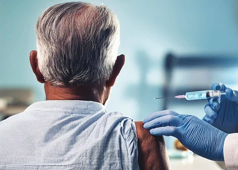 Man recieving shot at TB ward