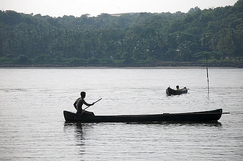 Boats on the Mahadayi or Mandovi river in  Panaji, Panjim, Goa
