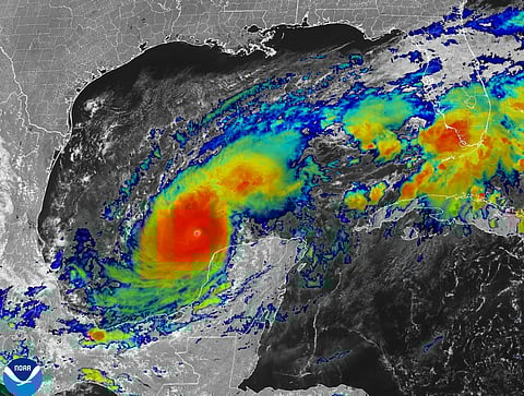 Satellite data shows Hurricane Milton on Oct. 7, 2024, as it gained strength quickly over the Gulf of Mexico.
