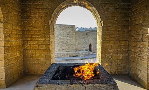 The ‘Ateshgah’ in Baku was actually a Jvala Mukhi temple dedicated to Goddess Durga and maintained by Indian merchants during the 17th-19th centuries. It was often mistaken to be a Zoroastrian fire temple by visitors.