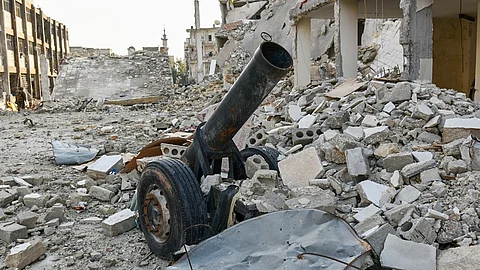 Improvised artillery found after the battle of Aleppo in 2016