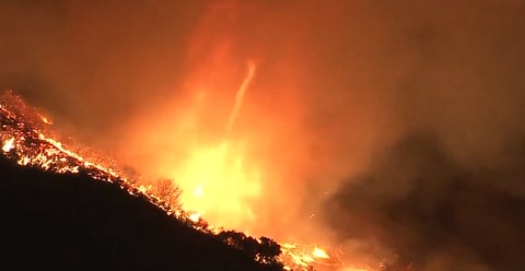 Screengrab of a clip showing the fires that spread through the Los Angeles area in early January 2025.