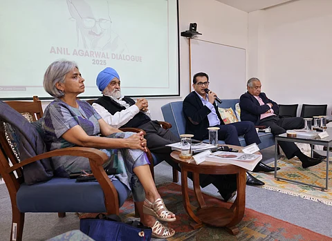 (L-R) Sunita Narain,Montek Singh Ahluwalia and Amitabh Kant at Anil Agarwal Dialogue 2025