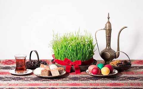 The Haft Sin plate or tray prepared on Nowruz