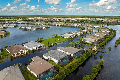 Houses flooded due to hurricane Debby in Sarasota, Florida