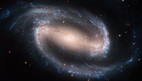 A poster-size image of the beautiful barred spiral galaxy NGC 1300
