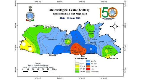 Realised rainfall over Meghalaya on June 5