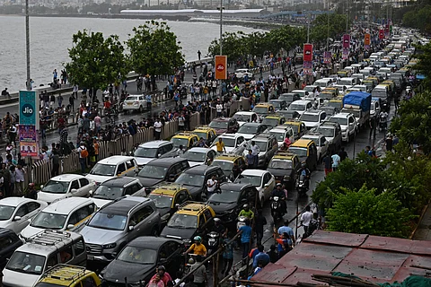 Choked marine drive in Mumbai.