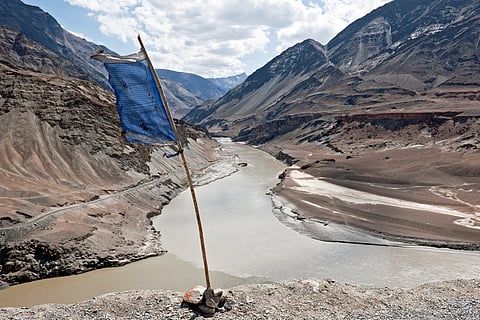 Indus and Zanskar rivers' confluence in Ladakh.