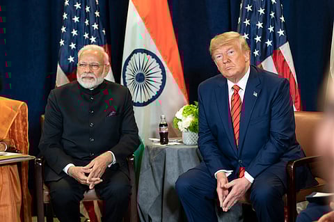 Modi and Trump at the UN. There’s nothing to smile about as India-US ties are strained over tariffs and Russian oil imports by India.