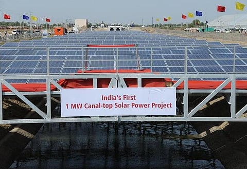 A canal top solar photovoltaic plant in India