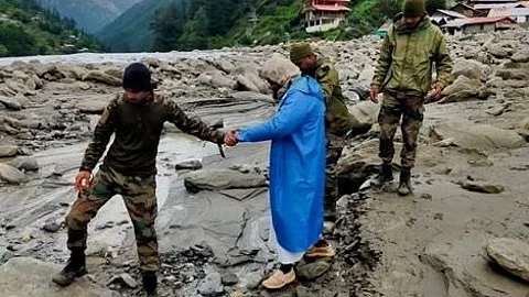Rescue operations by Indian Army in the flood affected regions of Dharali and Harsil, Uttarakhand.