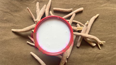Moon milk prepared with ashwagandha and other spices is said to boost relaxation and promote sound sleep
