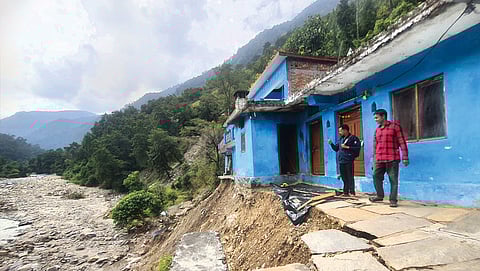 Phali-laga Sagantola village in Chamoli district has faced subsidence due to riverbank erosion and heavy rain on September 17-18. Since then, the village has been declared unsafe and all the houses lie vacant