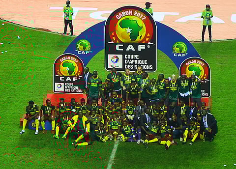 Cameroon celebrating winning 2017 Africa Cup of Nations
