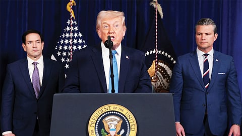US President Donald Trump at a press conference following US military strike on Venezuela, in Florida on January 4