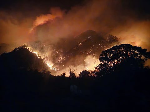 Aerial firefighting missions are taking place above 9,500 ft in the Lohit valley, Arunachal Pradesh.