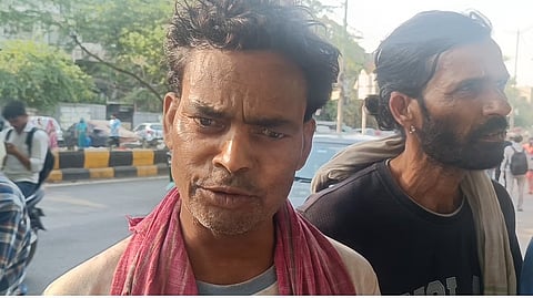 A worker at Labour Chowk in Tughlakabad Extension, Delhi.