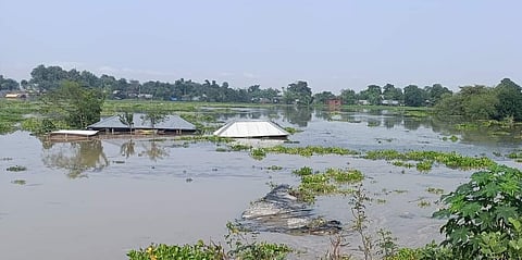 बिहार के सुपोल जिले में बाढ़ की वजह से कई घर डूब गए हैं। फोटो: राहुल कुमार गौरव