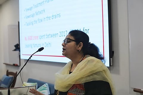 अनिल अग्रवाल डायलॉग को संबोधित करती सुष्मिता सेन गुप्त। फोटो: विकास चौधरी