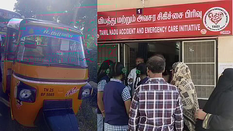 திருவண்ணாமலை ஆட்டோ மீது பேருந்து மோதி விபத்து - 6 மாணவிகள் காயம்