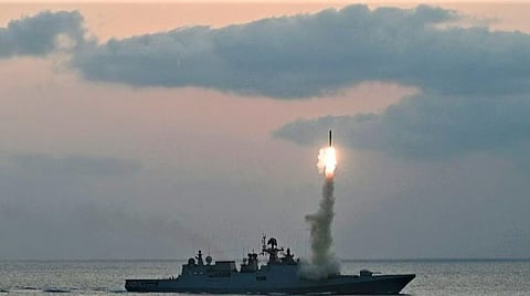 Indian navy missile show in arabic ocean