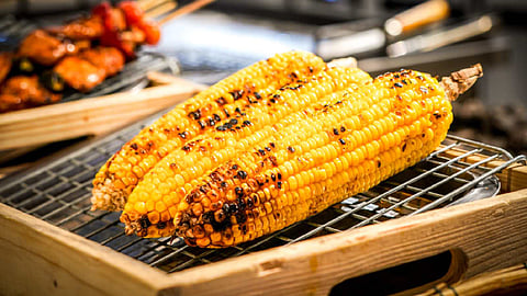 having corn for dinner