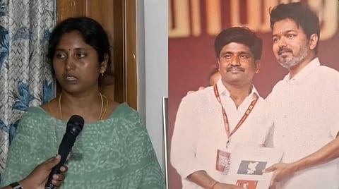 தவெக நிர்வாகிகள் நீதிமன்றத்தில் ஆஜர்.. "என் கணவருக்கு ஏதாச்சும் ஆச்சுன்னா காவல்துறை தான் பொறுப்பு" - மனைவி கண்ணீர் பேட்டி!