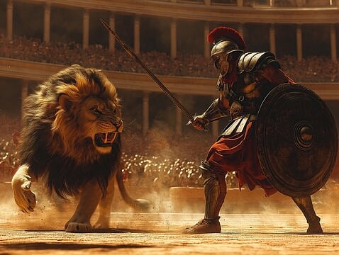 Gladiators fought lions and humans Roman brutal games