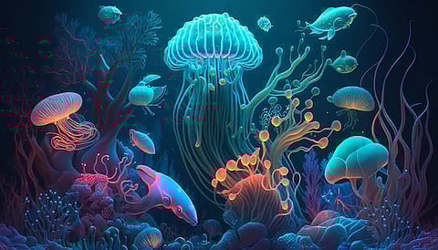 corals and jelly fish