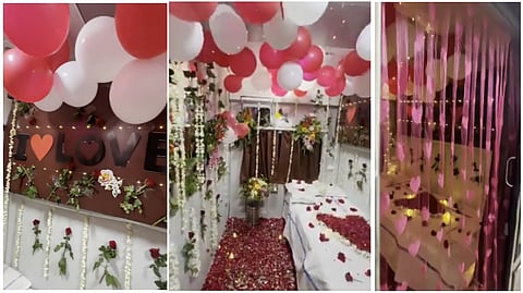 firstnight room decoration in moving train