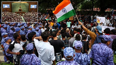 CJP protest at Parliament entrance
