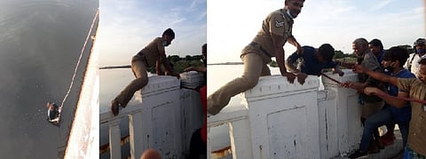 செல்பி மோகத்தால் கூவத்தில் விழுந்த இளைஞர்... தீயணைப்புத்துறையால் மீட்கப்பட்டார்...