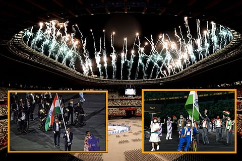 கோலாகலமாக தொடங்கிய பாராலிம்பிக் போட்டி... இந்திய அணிக்கு தேக்சந்த் தலைமை தாங்கினார்...