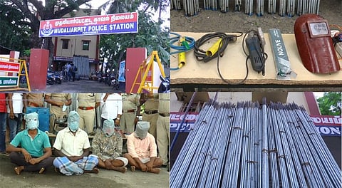 சண்டைக்காக சுளுக்கி ஆயுதங்கள் தயாரிப்பு... மீனவர்களை கைது செய்த போலீசார்...