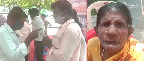 மூதாட்டிக்கு ஆசை வார்த்தை கூறி தடுப்பூசி போட்ட சுகாதாரத்துறை ஊழியர்கள்... ஒரே வாரத்தில் 2 முறை தடுப்பூசி போட்டதால் பரபரப்பு...