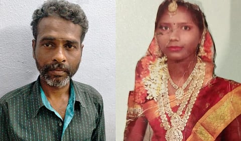 மனைவி தலைமேல் கல்லை போட்டு கொன்ற கணவன்...  தகாத உறவினால் வந்த பிரச்சனையா..?