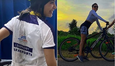 நடிகை சமந்தா சைக்கிள் ஓட்டிய வீடியோ வைரல்..!!!