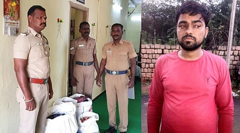 புகையிலை மூட்டைகளுடன் ராஜஸ்தான் வாலிபர் கைது...