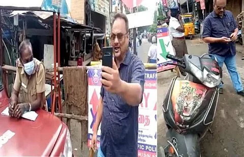 முககவசம் அணியாததற்கு அபராதம் கேட்ட காவலர்களை மிரட்டிய எஸ்.டி.பி.ஐ பிரமுகர்...வீடியோ வைரல்