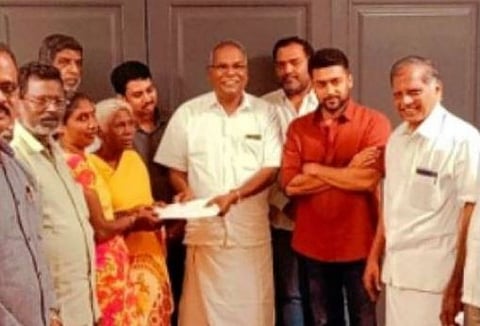 ராஜாக்கண்ணு மனைவி பார்வதி அம்மாளுக்கு நடிகர் சூர்யா ரூ.15 லட்சம் நிதியுதவி...