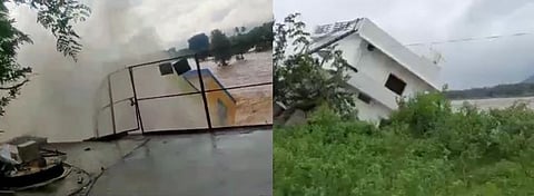 கனமழையால் கரையோரம் கட்டப்பட்ட வீடு சரிந்து ஆற்றில் அடித்து செல்லப்பட்ட வீடியோ இணையத்தில் வைரல்...